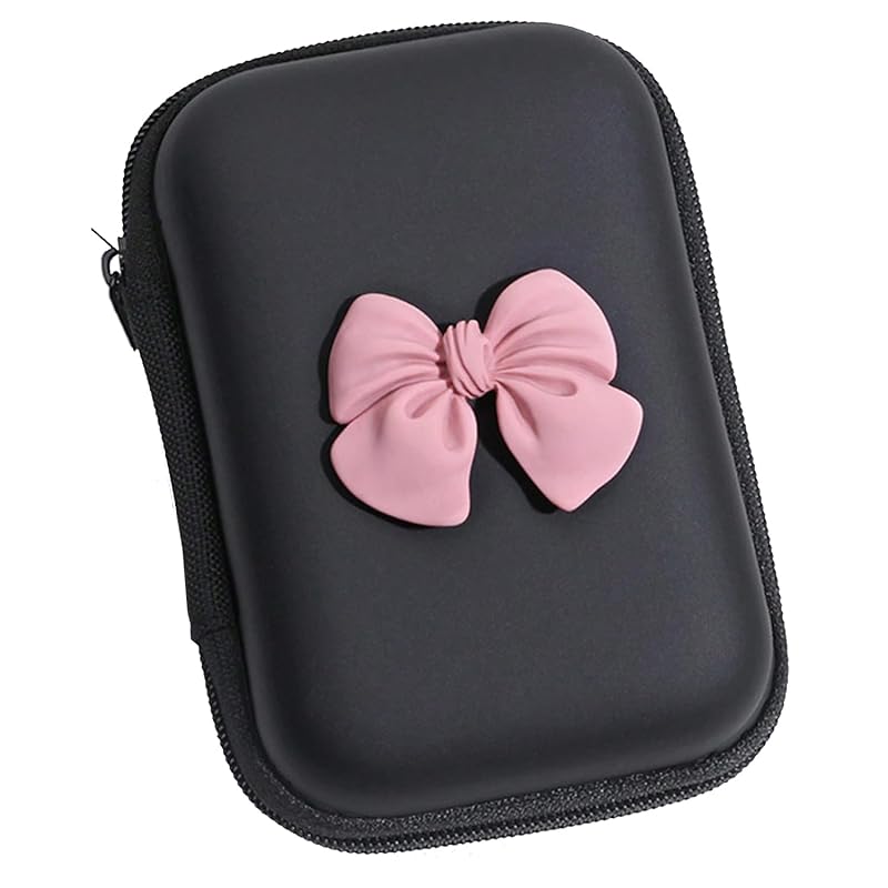 

[LEZARINO] earphone case earphone pouch gadget pouch earphones storage (black pink)