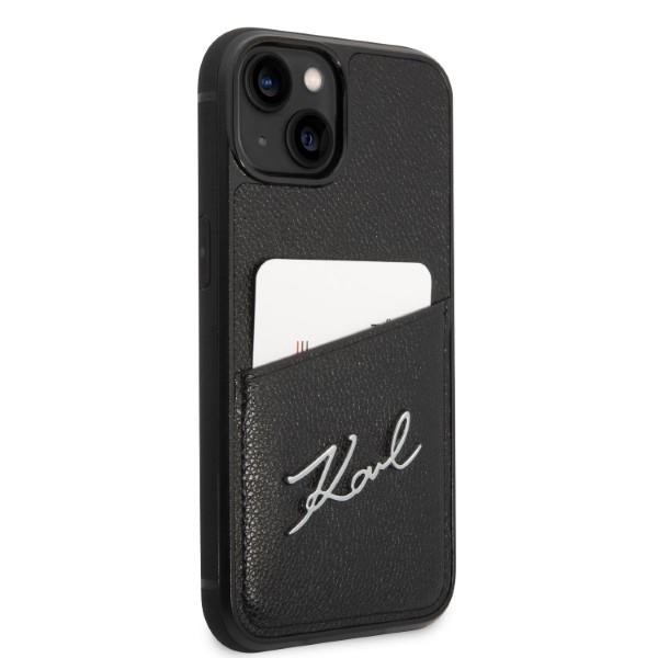 Etui Do iPhone 14 Plus Karl Lagerfeld Signature Logo Cardslot Czarne