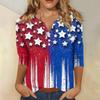 Womens Spring Tops V Neck Printed 3/4 Sleeve Summer Shirts for Women Casual Loose Womens Summer Shirts Dressy Tops for Women