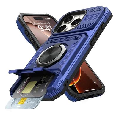 Hülle für iPhone 17 16 15 14 13 Pro Max Plus 17 Air Magnetischer Drehbarer Ring Ständer Heavy Duty Sturzschutz Wallet Armor Cover