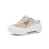 Summer rhinestone mesh breathable little white shoes women's popular mesh thick sole heightening muffin bottom casual half tray