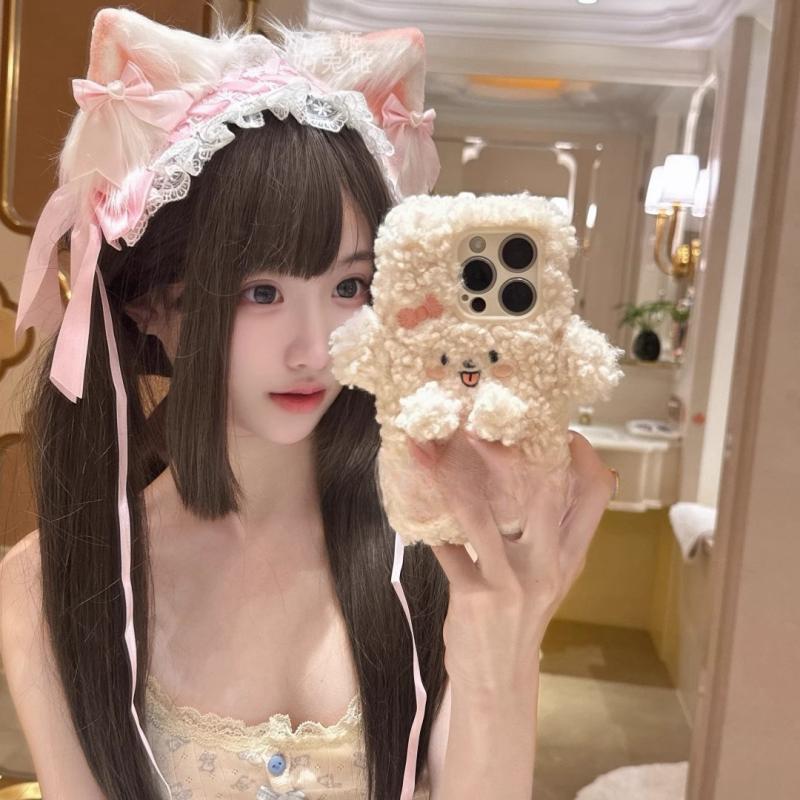 3Pcs/Set Women Y2K Girl Handmade Bow Lace Hairband Cat Ear Hair Clip Kawaii Headband Lolita Cosplay Hair Accessories