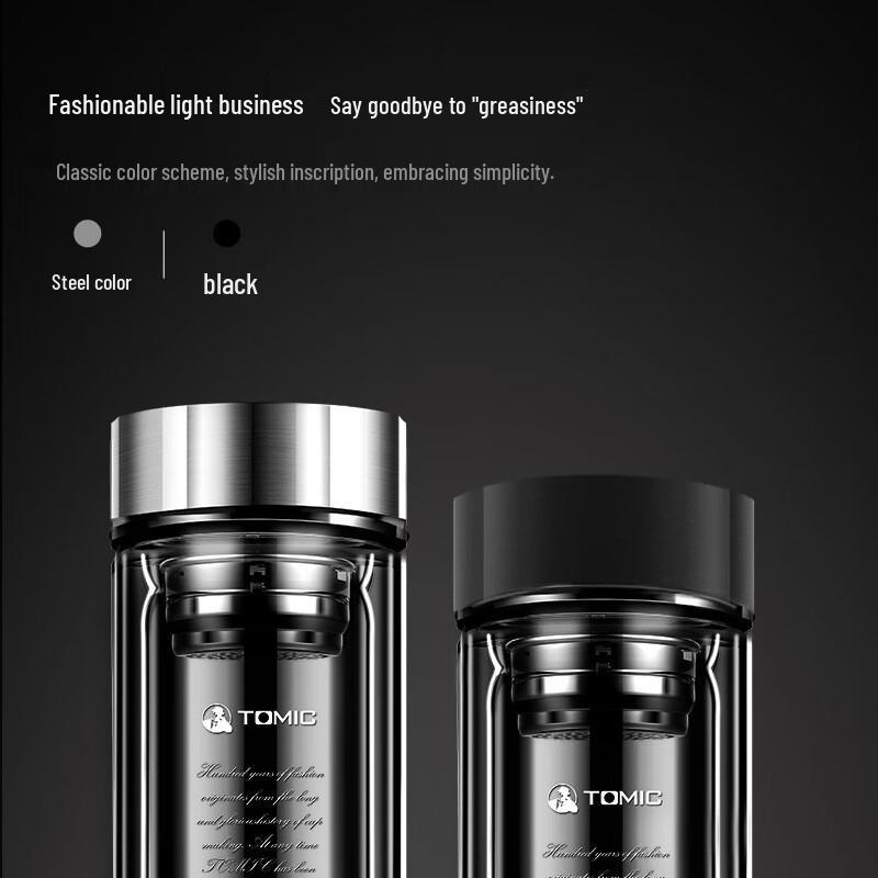 Temeike Portable Double-Layer Glass Tea Cup