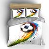 Artistic Soccer With Color Splash Print Bedding Set 1 Duvet Cover 2 Pillowcases For Adult And Children Luxury Gift Full Size