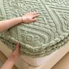 3D Embossed Velvet Bed Cover Thick Warm Plush Fitted Bed Sheet Non-Slip Elastic Mattress Cover Breathable, noiseless mattress cover,