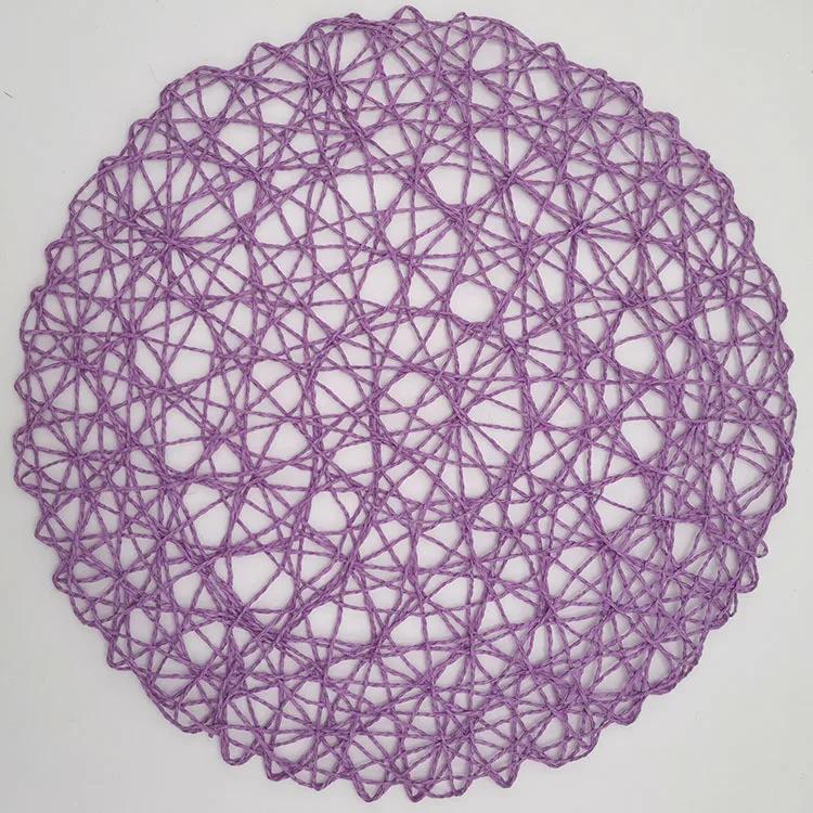 Round Paper Woven Placemats Wood Heat Resistant Rattan Brown Paper Straw for Dining Party Wedding