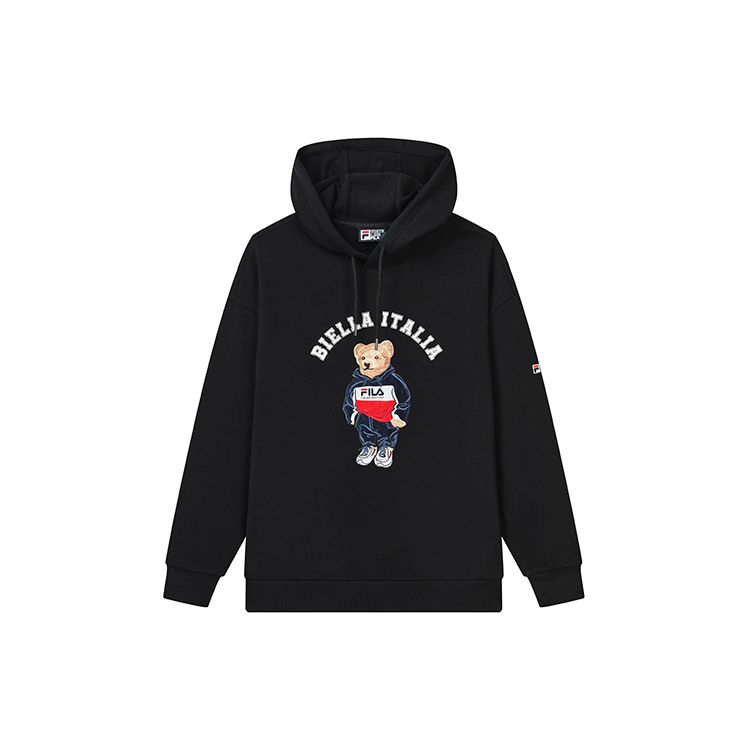 

FILA American Style Sweatshirt Autumn Cartoon Bear Pocket Letter Print Casual Sweatshirt Men sweatshirt Black F51M239299F-BK M