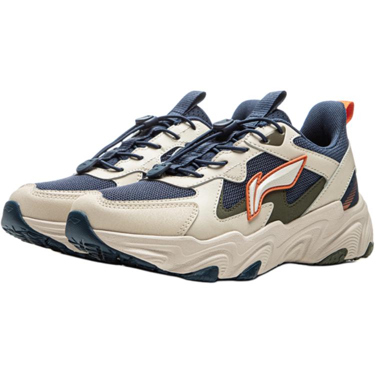 Li Ning Kids Sports Lifestyle Series Synthetic Leather Comfortable Versatile Durable Lightweight Shock Absorption Low Top Casual Shoes YKCU178-1