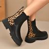 Fashion Fashion Leopard Print Platform Chelsea Boots Women Slip On Plus Size Thick Sole Ankle Boots Woman Pu Leather Short Booties Mujer