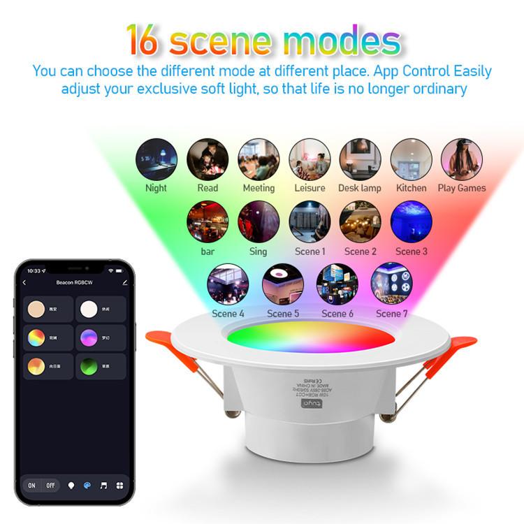 1-10PCS LED Downlight Dimmable Tuya Intelligent Graffiti Control Voi APP RGB CW Full Color Spot Iling Ressed for Kitchen