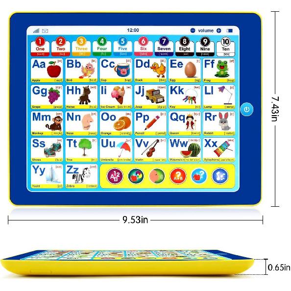 6-in-1 Kids Tablet with ABC/Words/Numbers/Color/Games/Music - Interactive Educational Electronic Toys Makes Learning Fun, Toddler Learning Toys Gifts