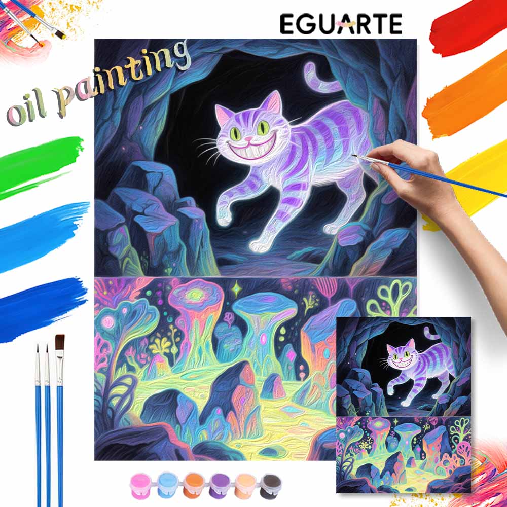 Disney Cheshire Cat wonderland oil paint by numbers painting kit handmade diy home decoration gift