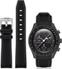 Jumpsunfun 20mm Watch Band for Omega and Silicone Strap with Quick Release Replacement Black and White Stitching X, Swatch, Speedmaster, MoonSwatch,