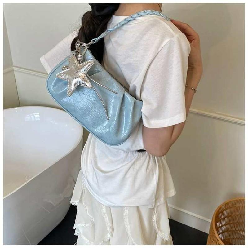 

French Niche Pleated Cloud Bag Women s Fashionable Exquisite One-shoulder Underarm Work Commuter Cross-body 25x7x14 single package синій