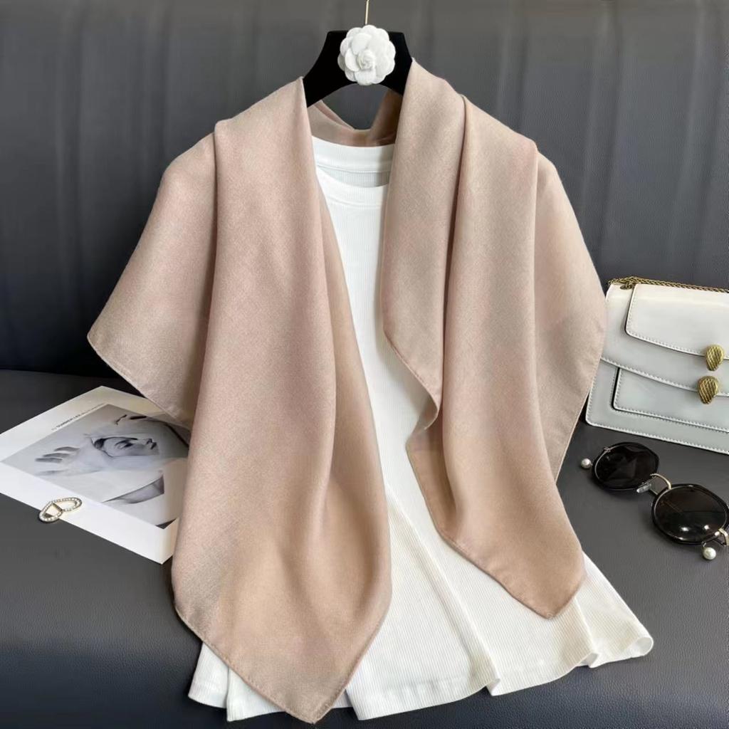 Women S Solid Color Large Square Scarf 90x90cm Casual Headscarf