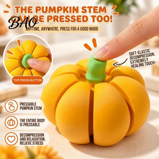 Office Relaxation Fidget Toy 3D Printed Pumpkin Clicker, Stress Relief Clicky Toy, Finger Clicker Mini Halloween Thanksgiving Harvest Holiday