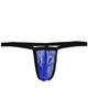 La Attractive Erotic Cute Transparent Floral Design Tiny Underwear Lingerie [Heureux Joie] Men's T-Back Men's See-Through Men's (M, BLUE)