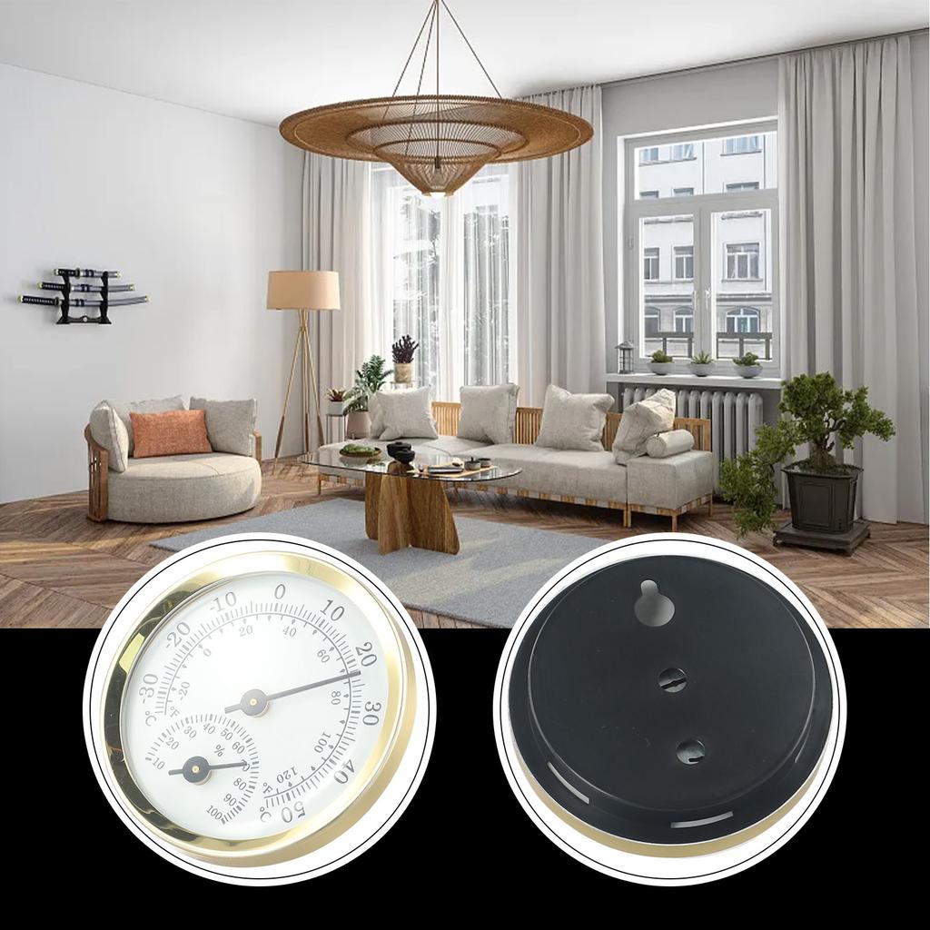 New Humidity Temperature Thermometer Workshops Gold + White Thermometer Hygrometer Warehouses For Houses Shopping Malls