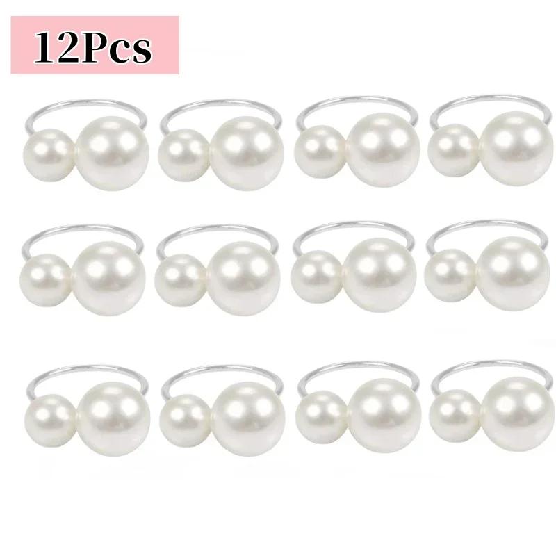 96Pcs Small Large Pearl Napkin Ring Frame, Metal Napkin Ring, Wedding Party, Holiday Banquet, Christmas Dinner, Decorative Gifts