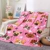 1pc Dogs Pink Lightweight Flannel Blanket, Comfortable and Warm Blanket, for Office and Camping Sofa Bed105