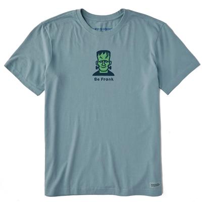 Het leven is goed.. Heren Be Frank Monster Korte Mouw Crusher T-shirt, Rookblauw