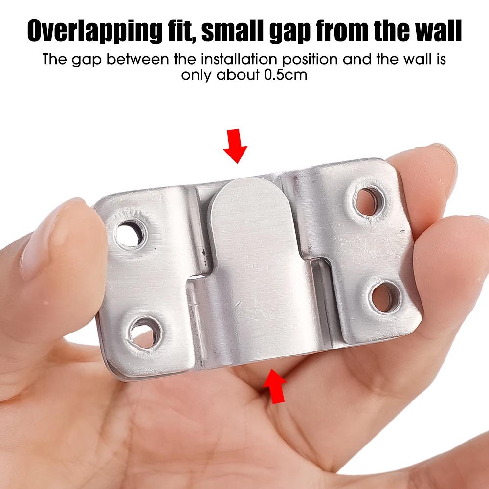 20/2pcs Stainless Steel Interlock Bracket Furniture Joint Connector Wall Hanger Picture Frame Hooks Flush Mount Hanging Buckle
