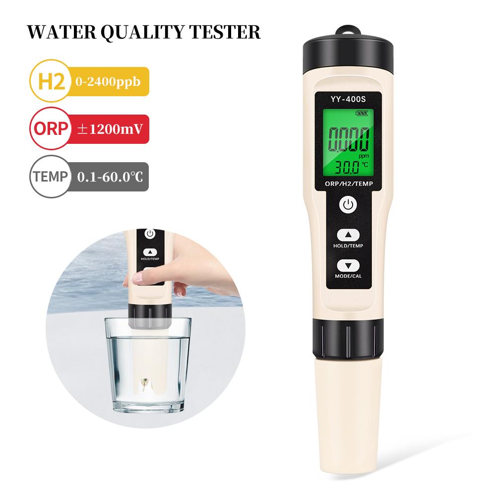 Hydrogen Water Tester Monitor H2 PH ORP TEMP Meter 4 in 1 Water Quality Analyzer Rich Hydrogen Test Pen for Aquariums Pools Spa