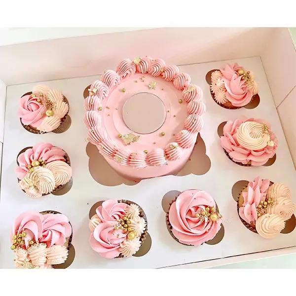 Pudełko Na Bento Box Xl 33X26X13Cm Biało-Transparentne Na Muffiny I Torcik