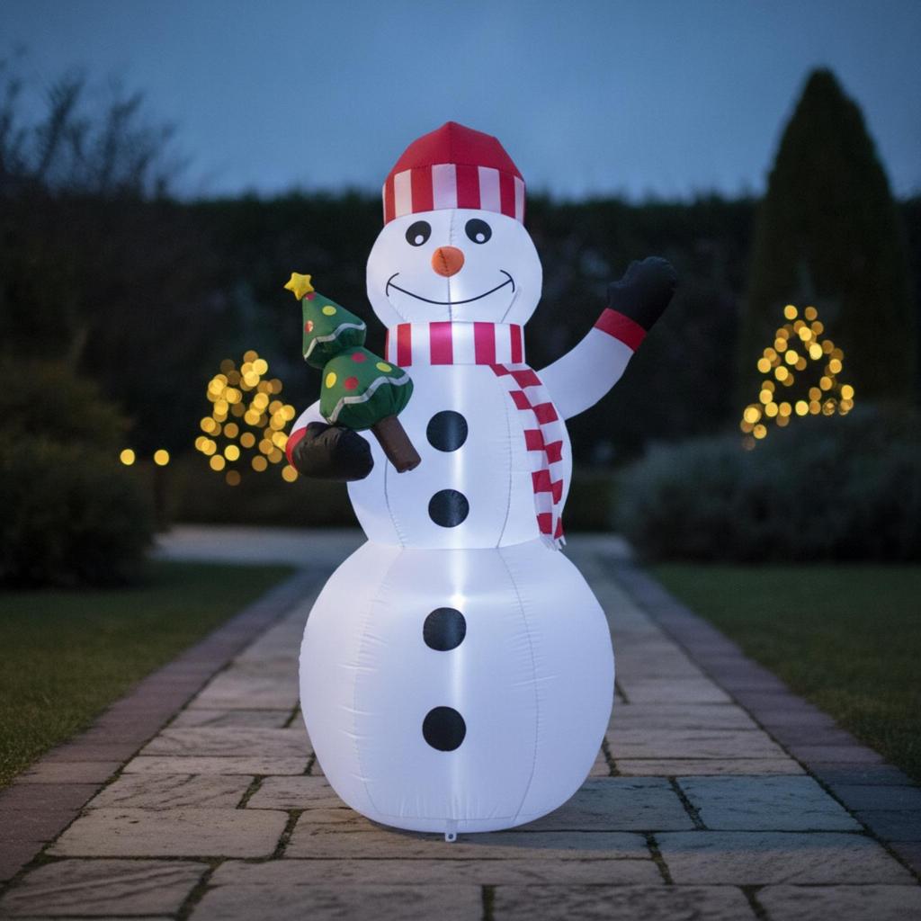 Christmas Inflatable Snowman | Polyester Material, Outdoor Holiday Display, for Garden