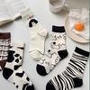 Female Spring and Autumn Cartoon Cute Zebra Cow Dog Creative Tube Socks