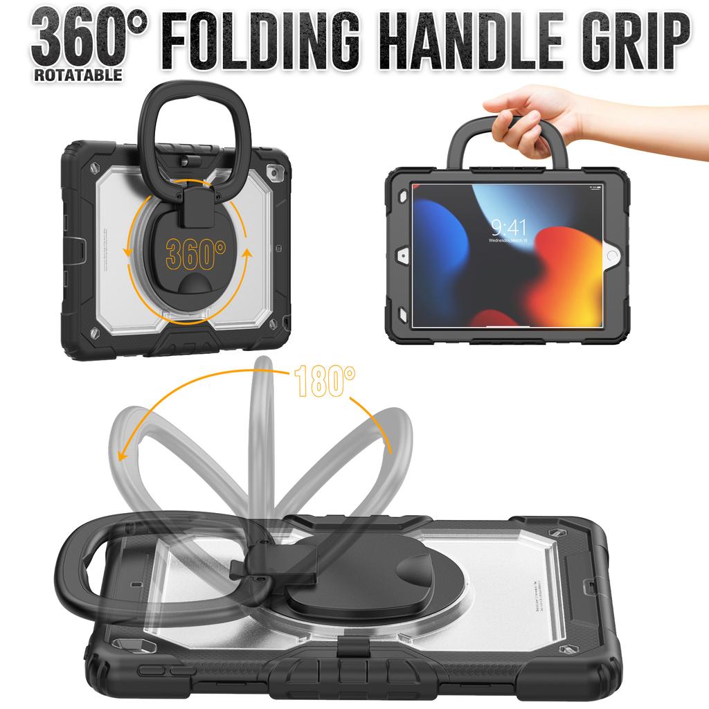 For iPad 10.2 (2021)/(2019)/(2020) Case Ring Kickstand PC+Silicone Shockproof Tablet Cover