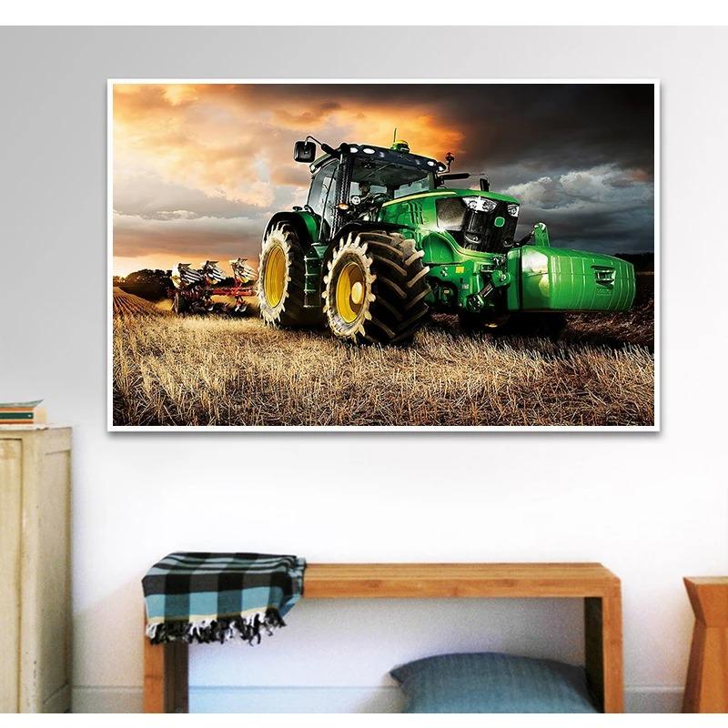Stampa HD Pittura su Tela Moderna Macchina Trattore Paesaggio Raccolta Agricoltura Decorazione Murale Poster Decorazione Casa Immagine Senza Cornice