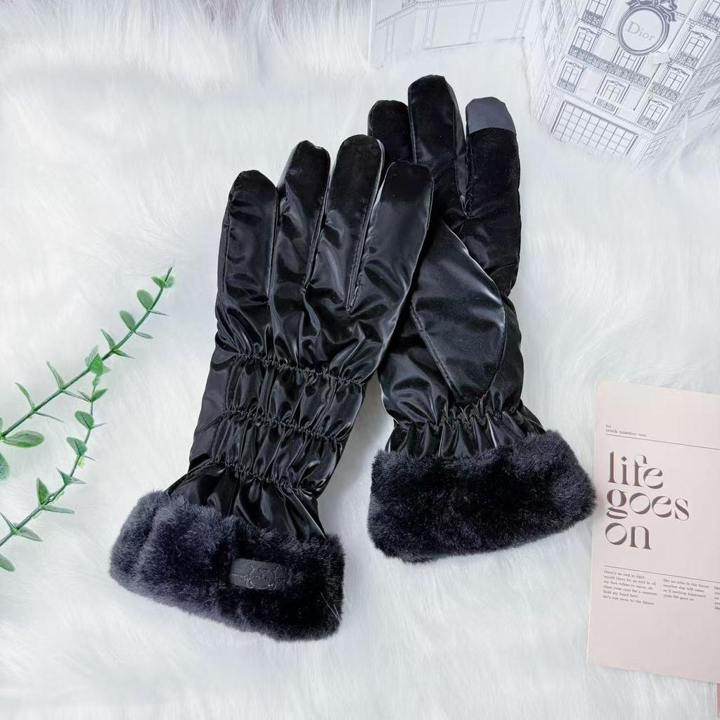 Gloves Winter Women's Warm Korean Version Cute Touch Screen Riding Electric Car Cold-proof Velvet Thickened Windproof Gloves