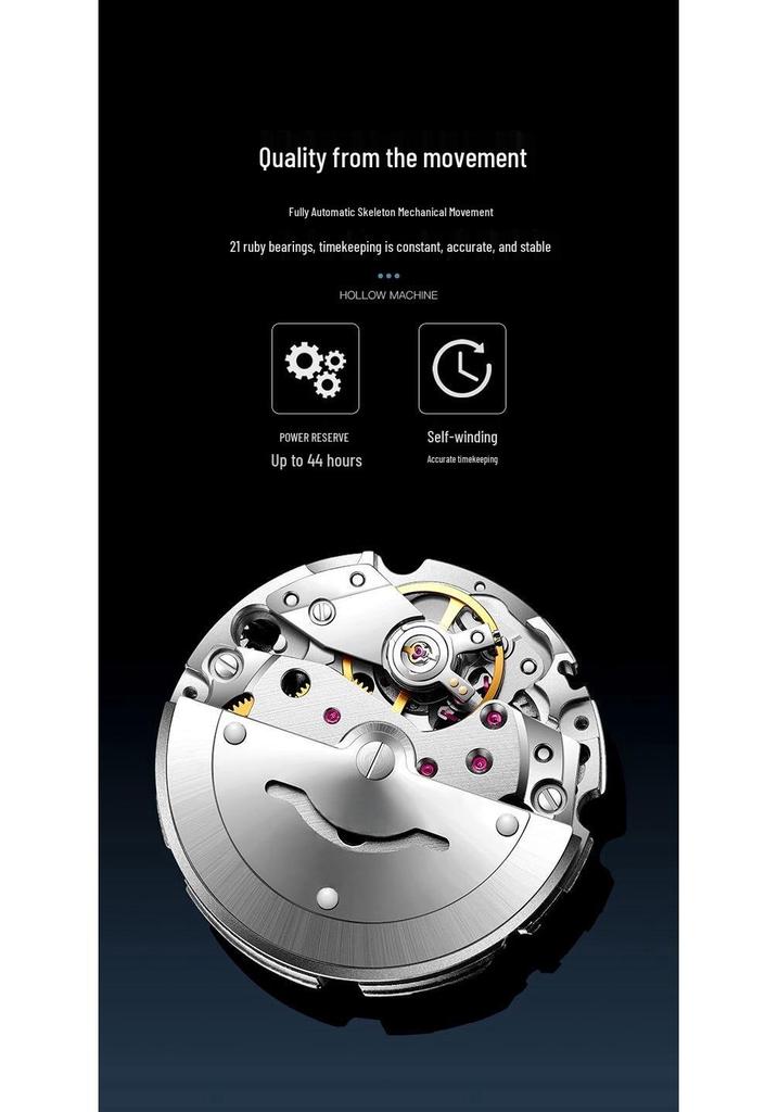 Gu Ba Sen Men's Waterproof Luminous Imitation Mechanical Watch with Calendar