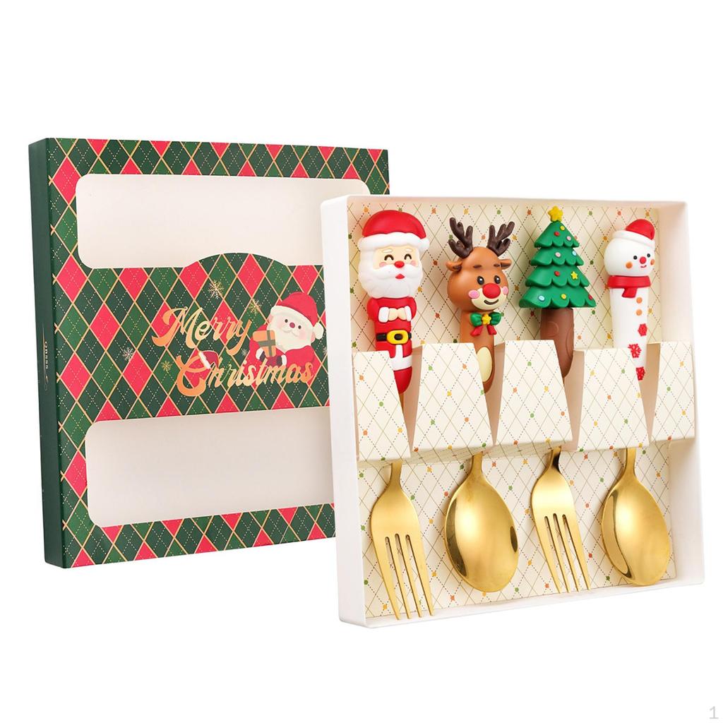 4 Piece Christmas Set, Tableware, Decoration, Cutlery, Teaspoon,