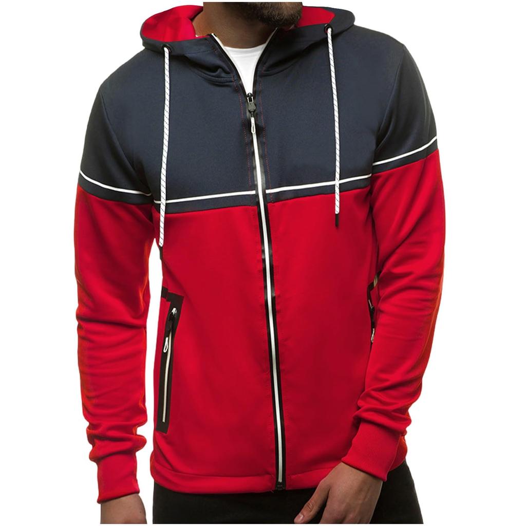 Men Zip Up Jackets Sweatshirt Hooded Winter Coat Sports Outerwear Fall Fashion Clothes