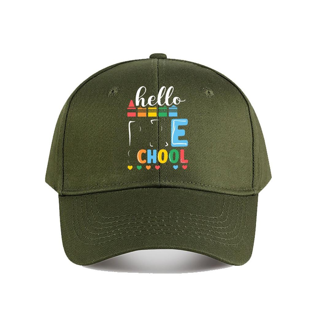 Hello School Crayon Heart Baseball Cap Fashion Unisex Sunhat Womens Outdoor Sports