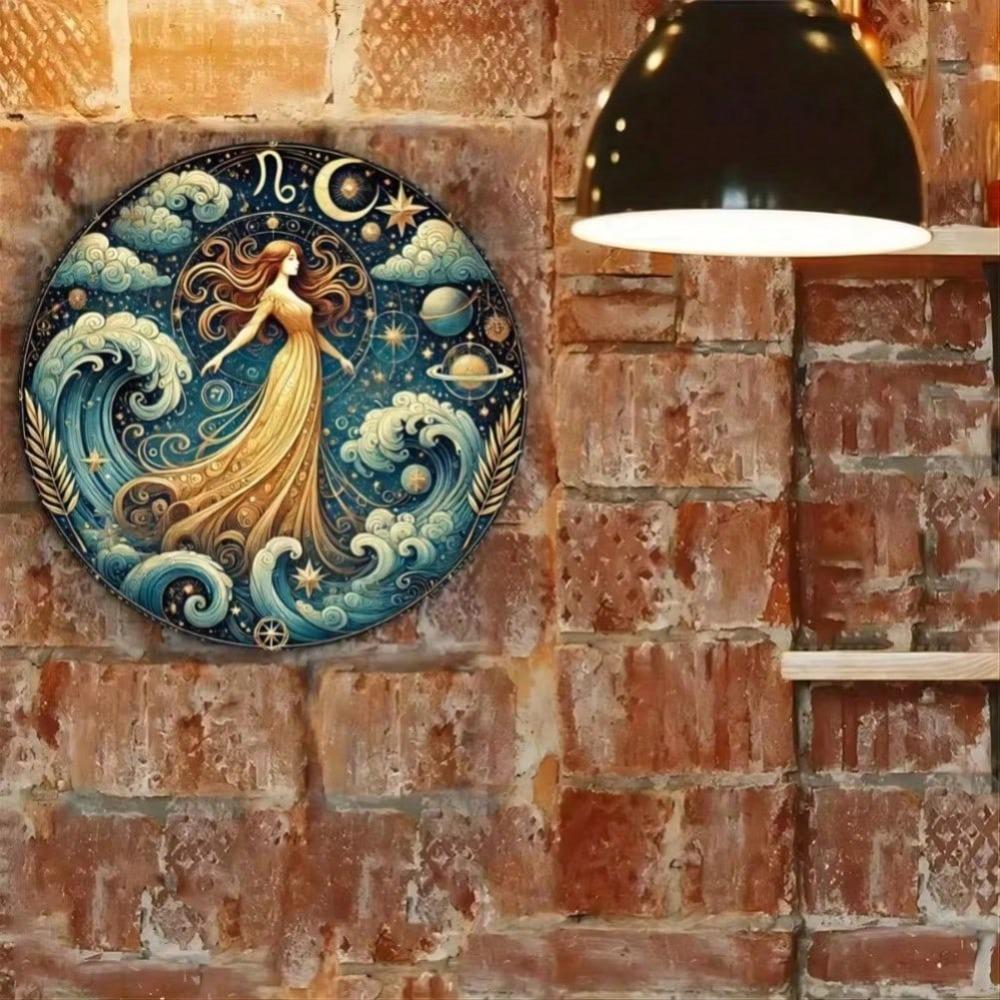 Virgo Constellation Iron Wall Art Vintage Metal Sign Decor for Home Bar Cafe
