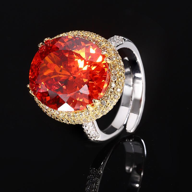 Jewelry Copper Bottom Gold-Plated Simulation Bird'S Nest Cut Luxury Temperament Large Egg-Shaped Diamond Ring Women 14 * 16