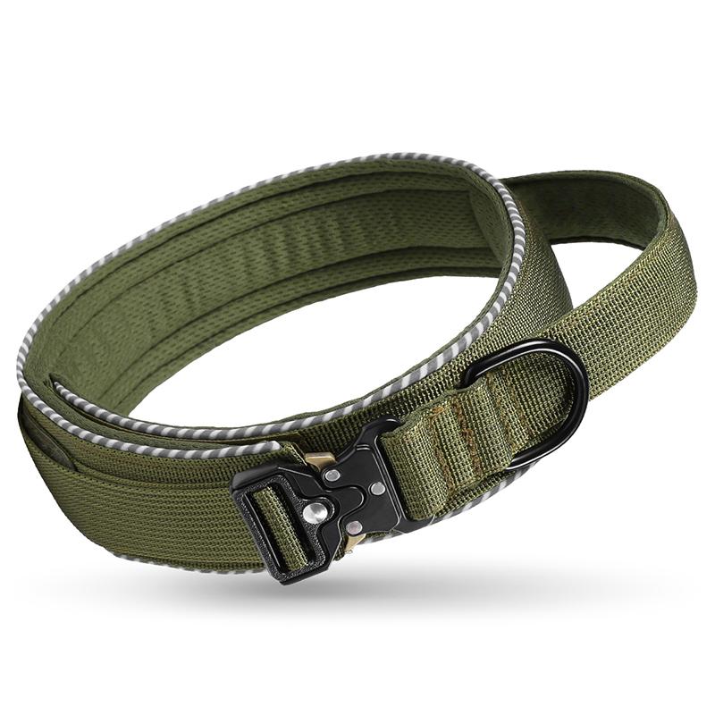 Heavy Duty Reflective Nylon Dog Collar Anti-Escape Adjustable Tactical Training Dog Collar with Control Handle Large Dog Product