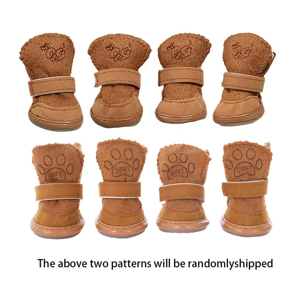 New 4Pcs/Set Pet Lamb Fleece Snow Boots Thickened Plush Warm Cotton Non-slip Anti Fouling Shoes Dog Puppy Sports Shoes Supplies