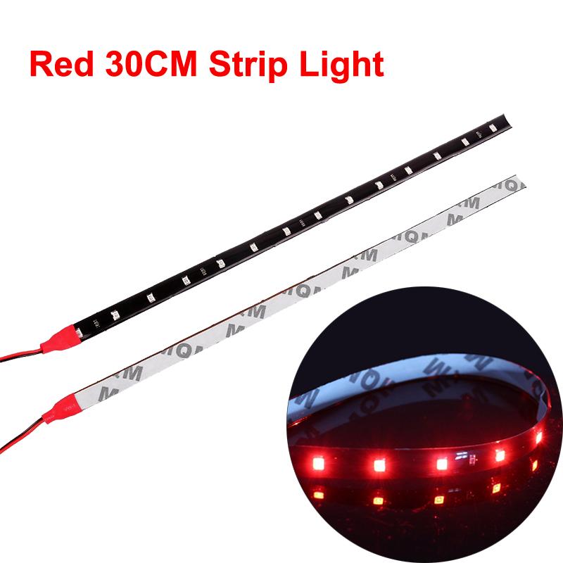 1/4/10 30CM LED Strip Lights Car Styling Decorative Ambient Light 15SMD Waterproof LED Flexible Atmosphere Light Red Yellow Bule