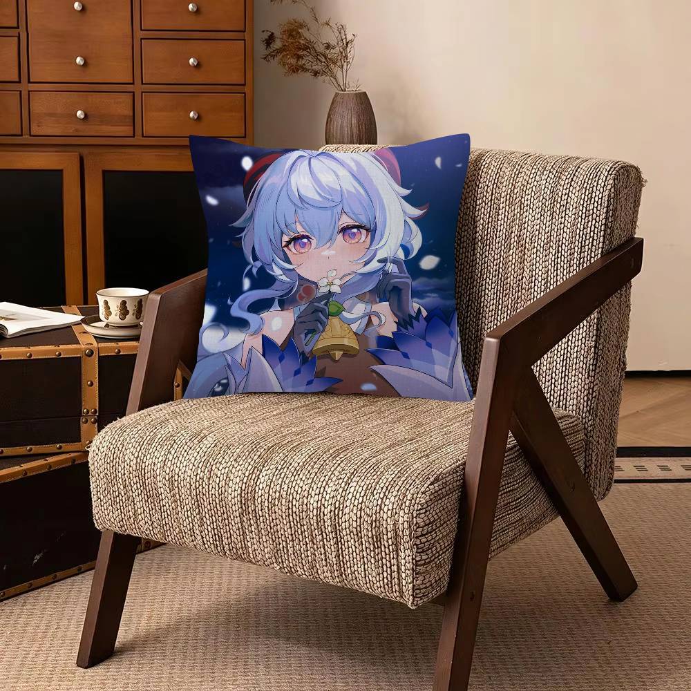 Anime Ganyu Game Decorative Pillowcase Square Pillowcase Home Office Decorative Cushion Cover