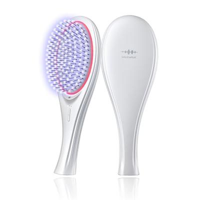 Featured On "Hiruobi" (Japanese TV Show) Wavewave Ems Hairbrush with Red LED, Smooth Hair, Cushion Brush, and Comb, Perfect Birthday Gift for Women, W