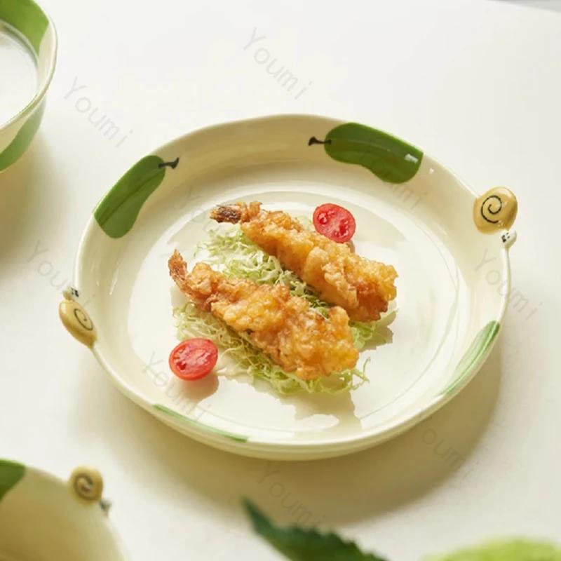 Assiette en Céramique Créative et Adorable pour Fruits, Luxe pour Restaurant, Bols Délicieux pour Ramen, Petit-déjeuner, Bol pour Avoine, Yaourt, Vaisselle Exquise