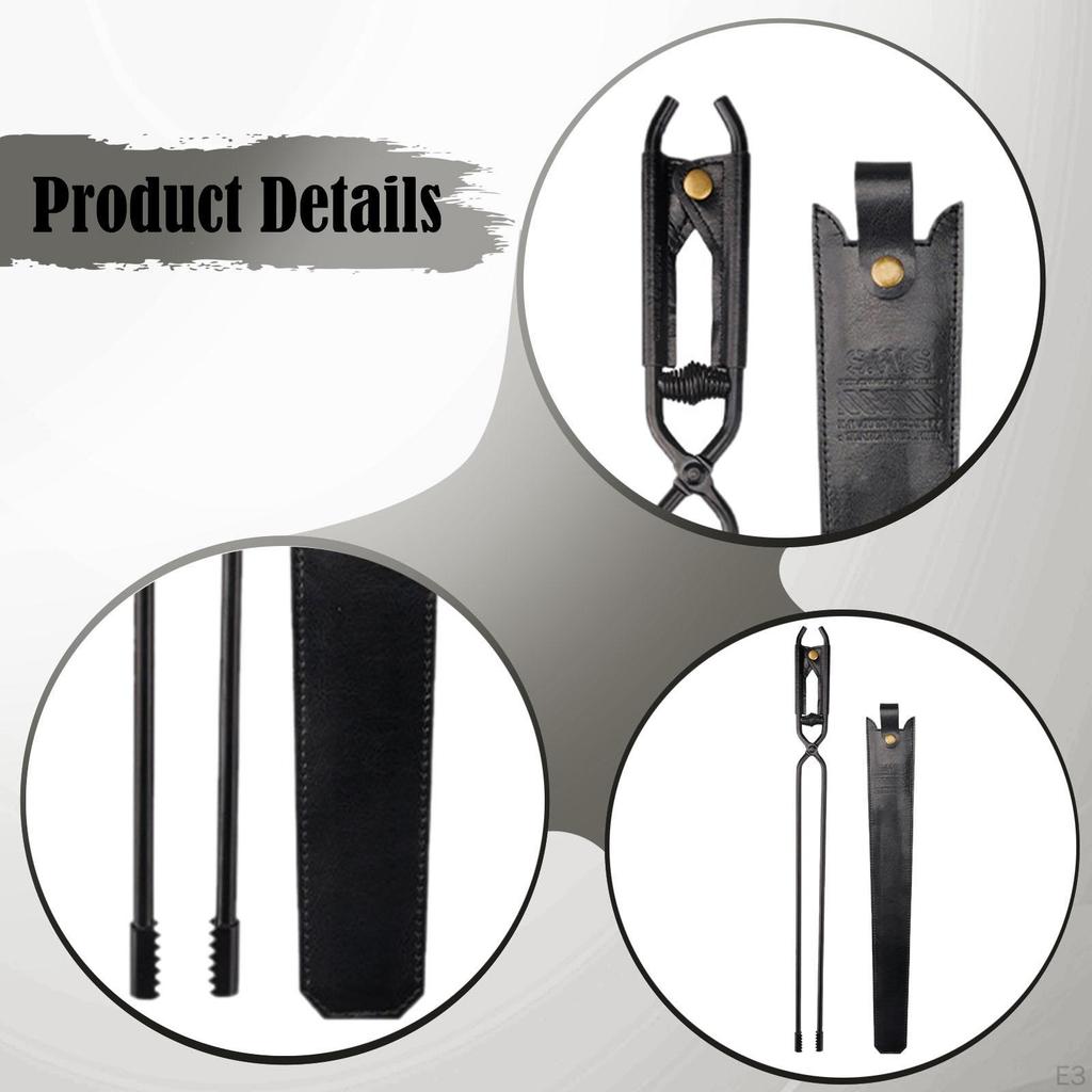 Campfire Tongs Fireplace Anti Scald High Temperature Resistance Practical with PU Leather