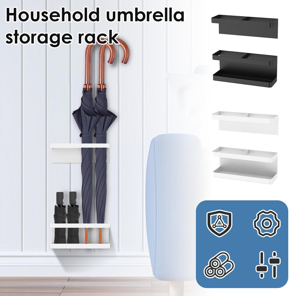 Wandmontierter Regenschirmhalter Ohne Bohren Metalle Regenschirm-Aufbewahrungsständer Höhenverstellbar für Zuhause Büro Hoteleingang NEU