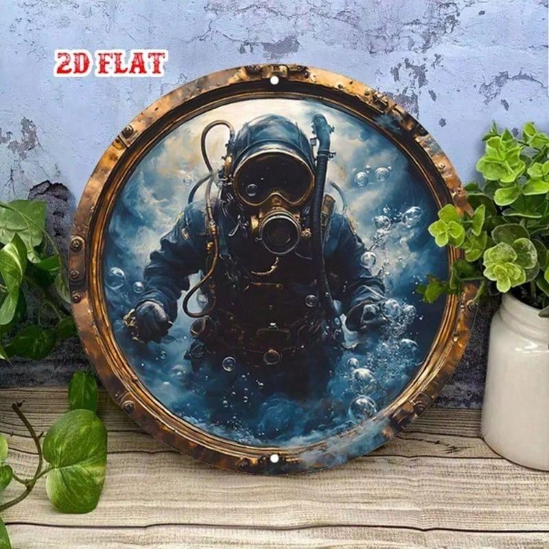 Vintage Metal Wall Art Sign Round Nautical Porthole 7.8 Inch for Home Bar Decor