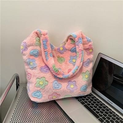 Beautiful Personalized Tote Bag Winter New Fashion Retro Plush Handbag Simple Personalized Shoulder Bag Women