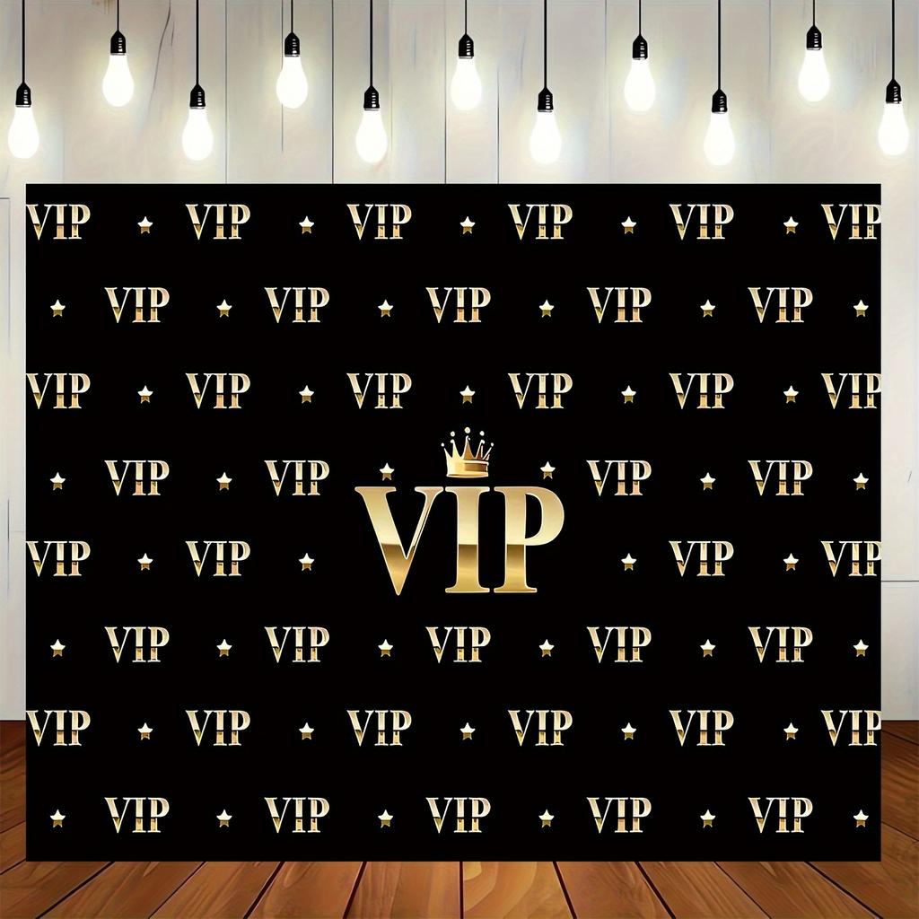 1 piece of VIP championship photo backdrop - stylish black and gold 2D signs, suitable for indoor and outdoor occasions